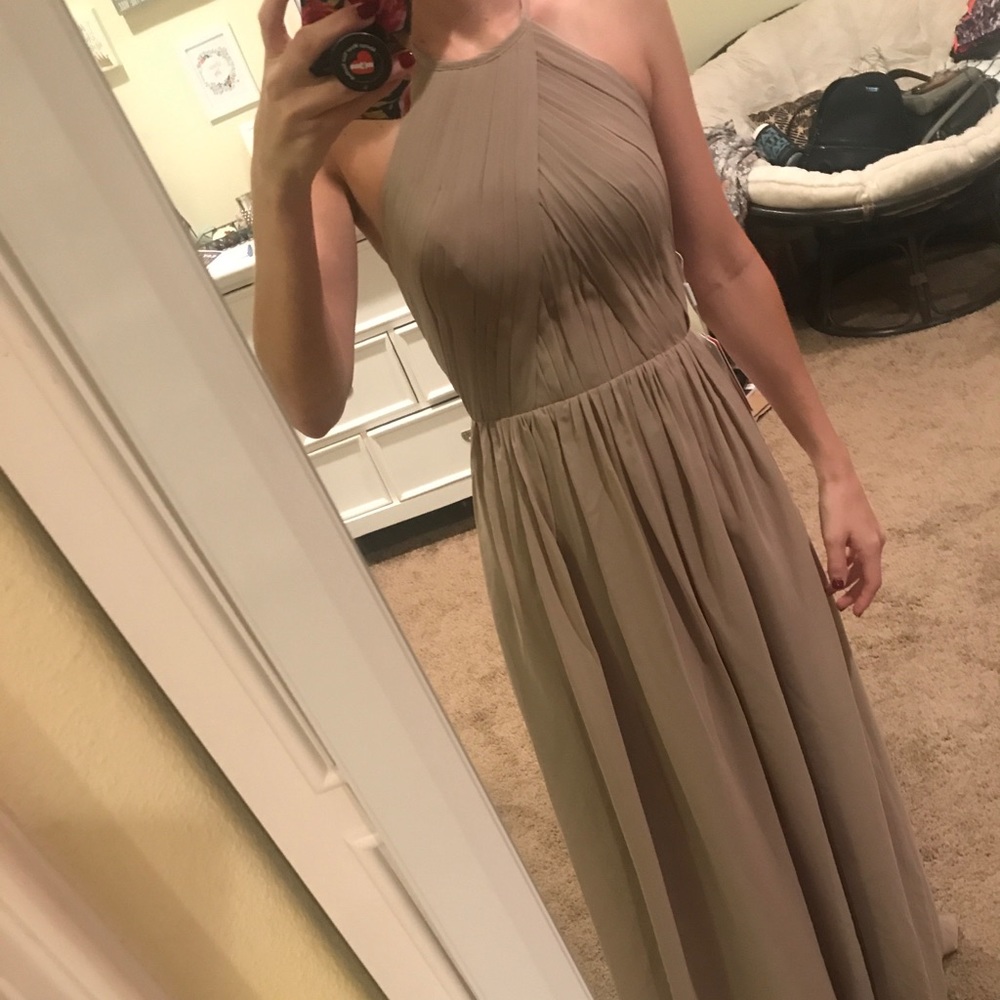 Taupe bridesmaid dress